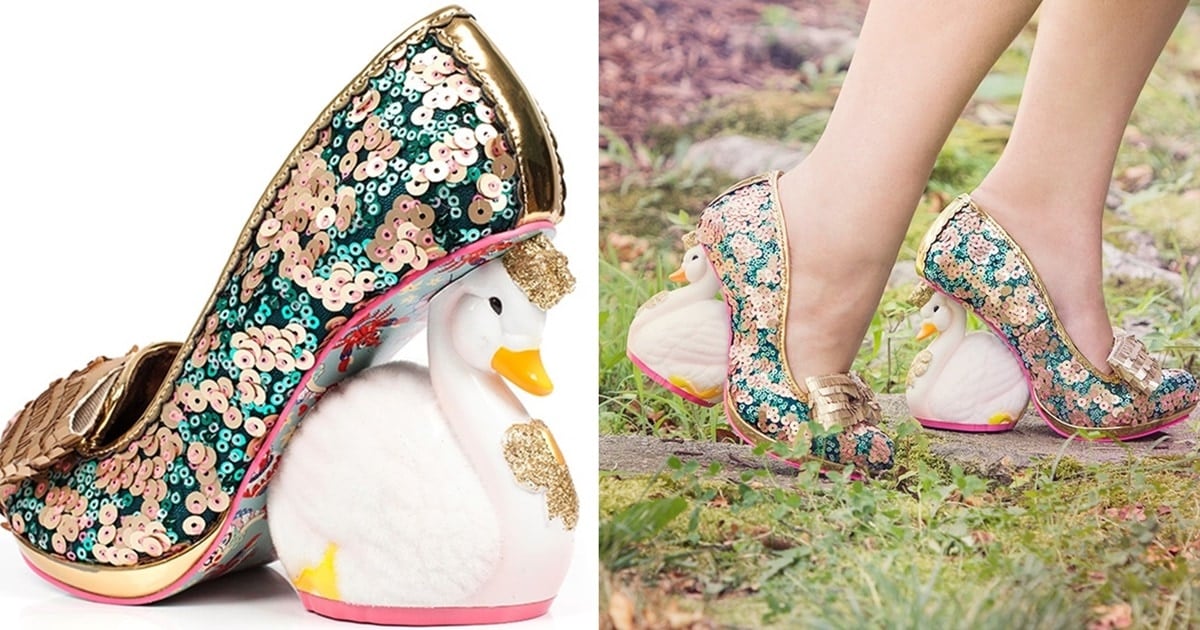 Swan Shoes With Quirky Flocked Crowned 