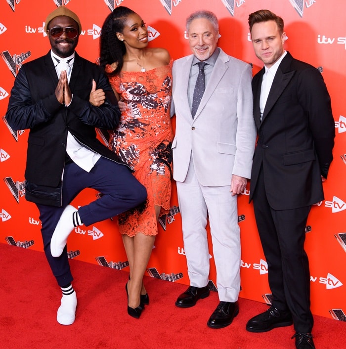 will.i.am, Jennifer Hudson, Sir Tom Jones, and Olly Murs at their The Voice UK Launch photo call held at Ham Yard Hotel in London, England, on January 3, 2018