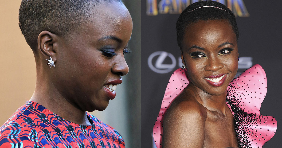 Danai Gurira's Patterned Buzz Cut In Christian Louboutin 'gwynitta' Heels