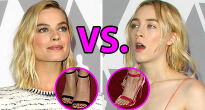 Margot Robbie vs. Saoirse Ronan Who Styled Velvet Sandals Better