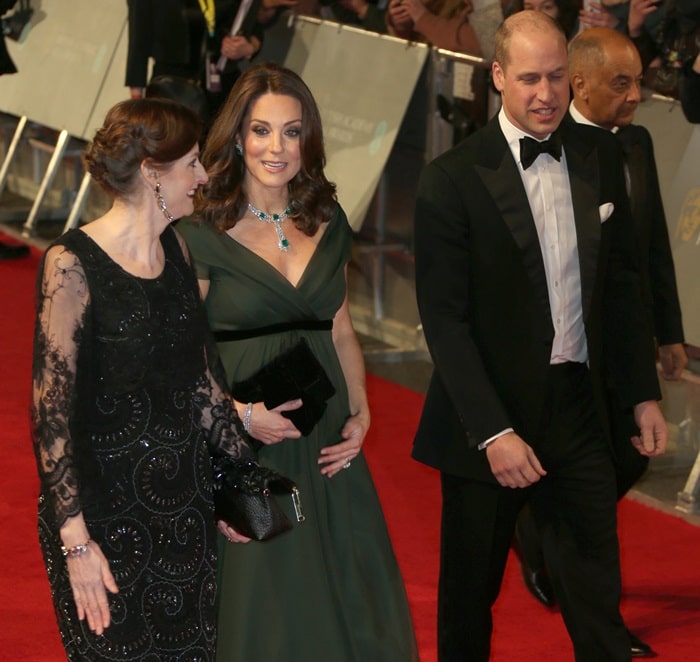 Catherine, Duchess of Cambridge (aka Kate Middleton) and her husband Prince William arriving at the 2018 EE British Academy Film Awards (BAFTAs) held at Royal Albert Hall in London, England, on February 18, 2018