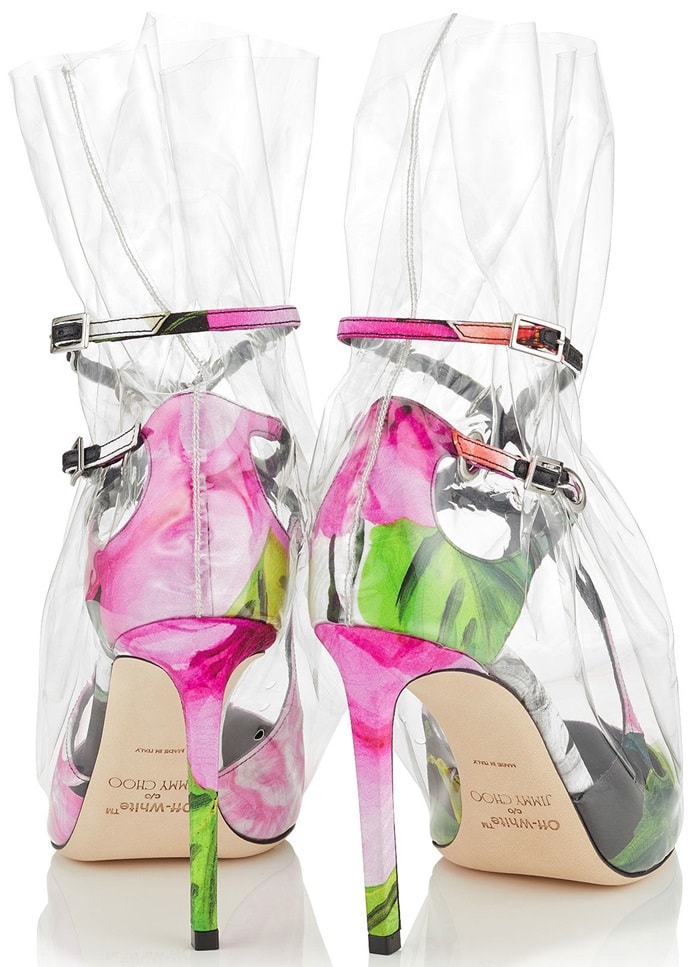 'Claire' 100 plastic bag pumps in floral print