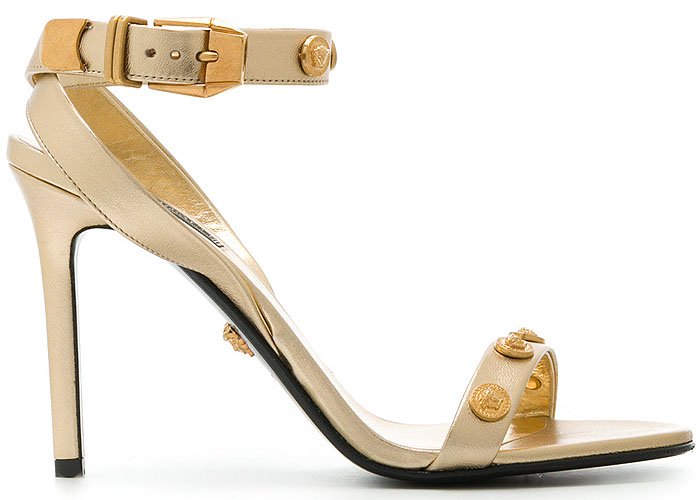 Versace Medusa-Medal Beige-Leather Sandals