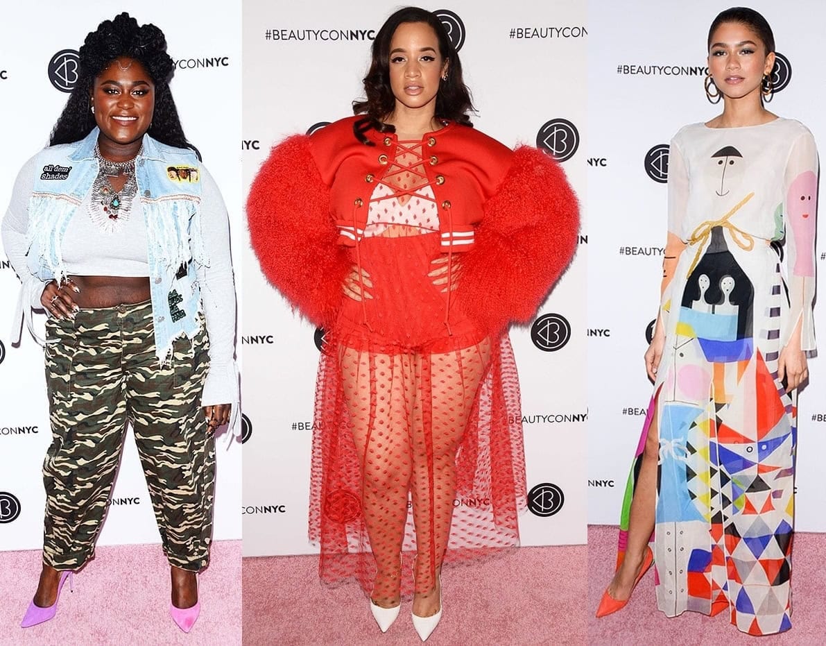 Danielle Brooks, Dascha Polanco, and Zendaya showcasing their unique fashion at Beautycon 2018