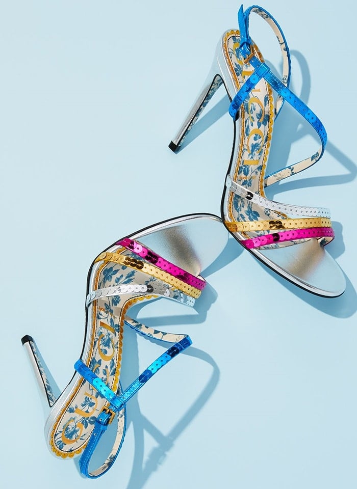 'Haines' sandal in multicolor metallic sequins and leather trim