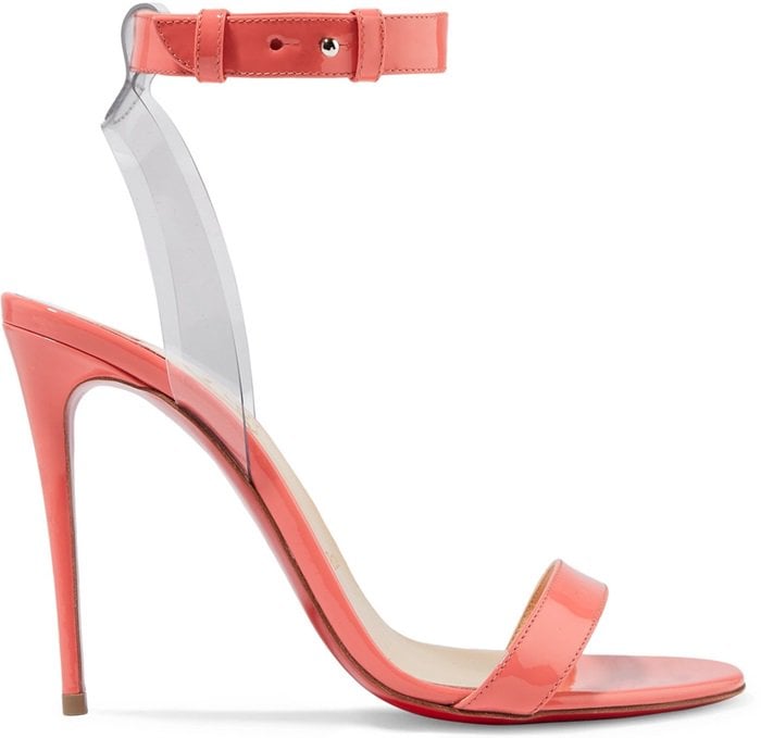 Coral Patent "Jonatina" PVC-Trimmed Patent-Leather Sandals