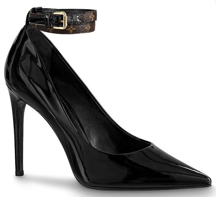 Louis Vuitton "Call Back" Monogram-Ankle-Strap Patent Pumps