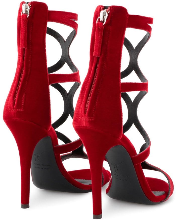 Striking Red Velvet Lorene Cage Sandals