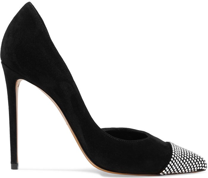 Black 'Cha Cha' crystal-embellished suede pumps