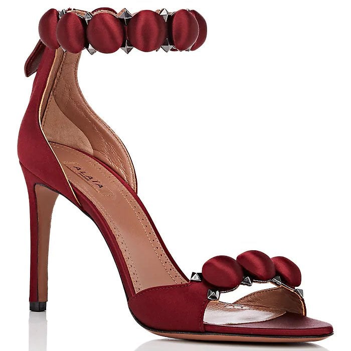 Alaïa'Bombe' Sandals in Burgundy Satin