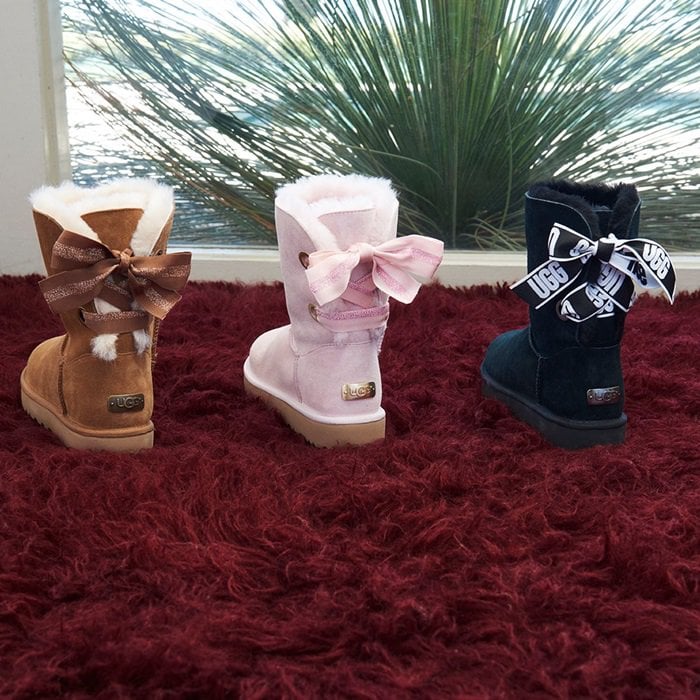 ugg boots with pink ribbon