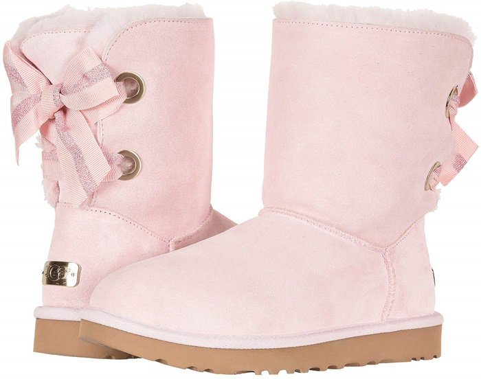 black uggs with pink bows