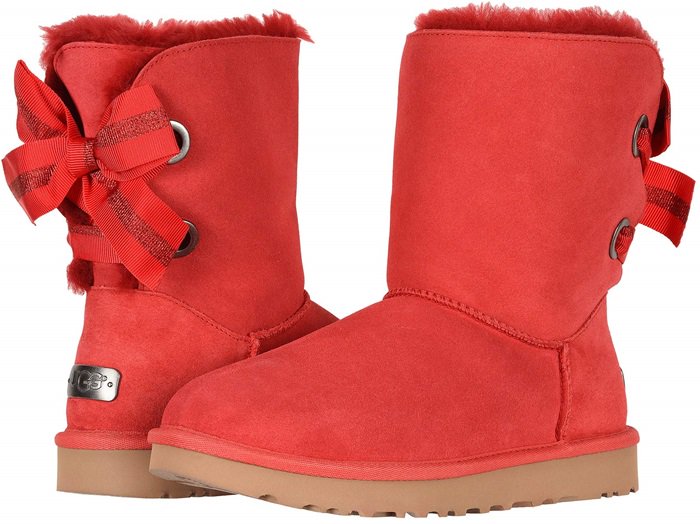 red uggs with red and white bow