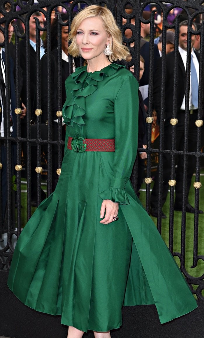 Cate Blanchett in a chic green dress from the Gucci Resort 2019 Collection