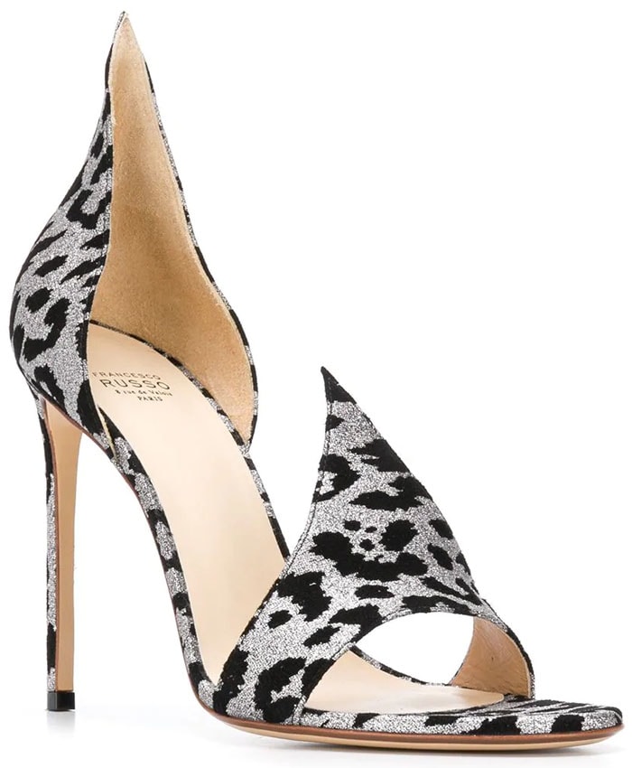 Francesco Russo 'Flame' sandals black-and-silver leopard