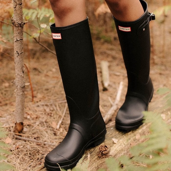 flat black hunter boots