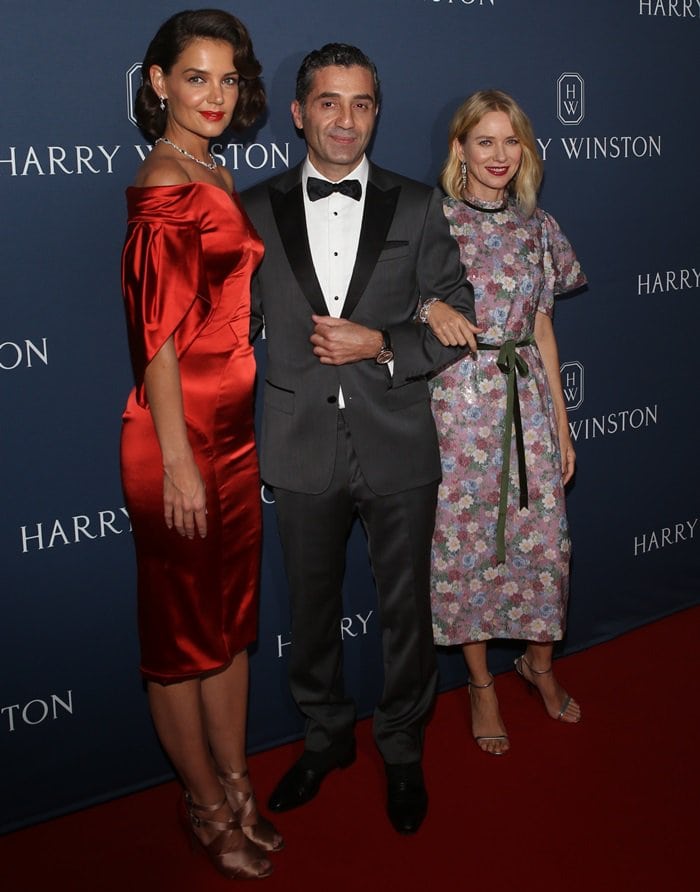 Naomi Watts, Fadi Ghalayini and Katie Holmes attend the "New York Collection" by Harry Winston at The Rainbow Room on September 20, 2018, in New York City