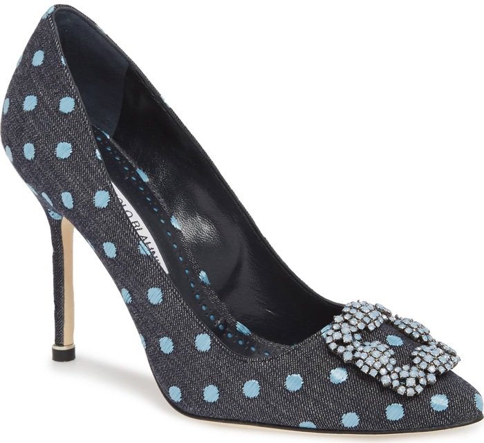 Black Fabric Hangisi Jeweled Pumps