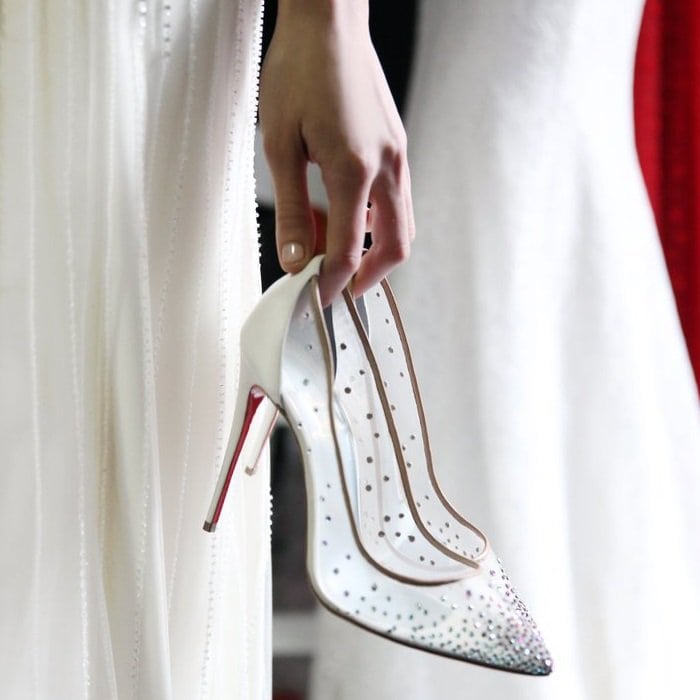 Christian Louboutin Galativi 85 White Leather and Mesh Heels Bridal We –  AvaMaria