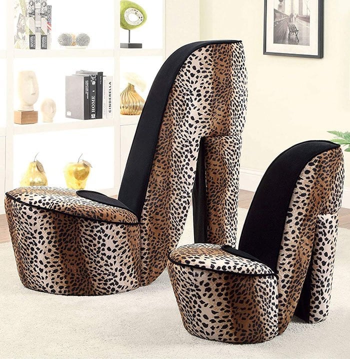 Leopard Stiletto Style Accent Chairs