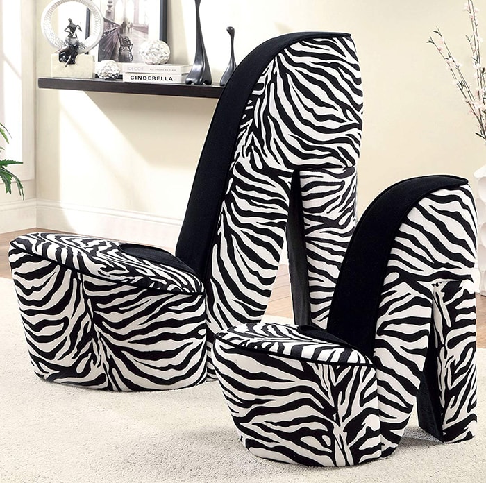 Zebra Stiletto Style Accent Chairs