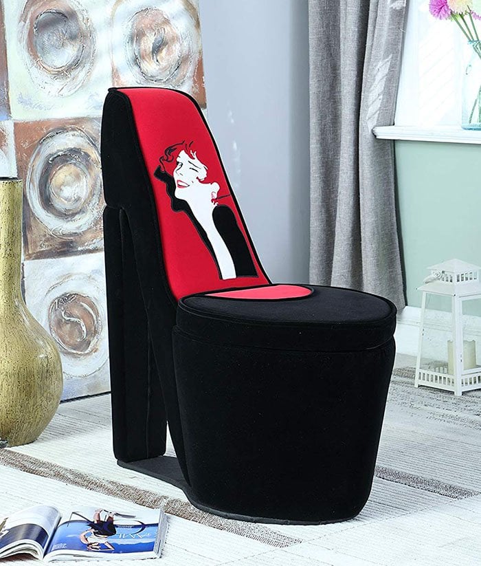 Graphic Print High Heel Shoe Chair