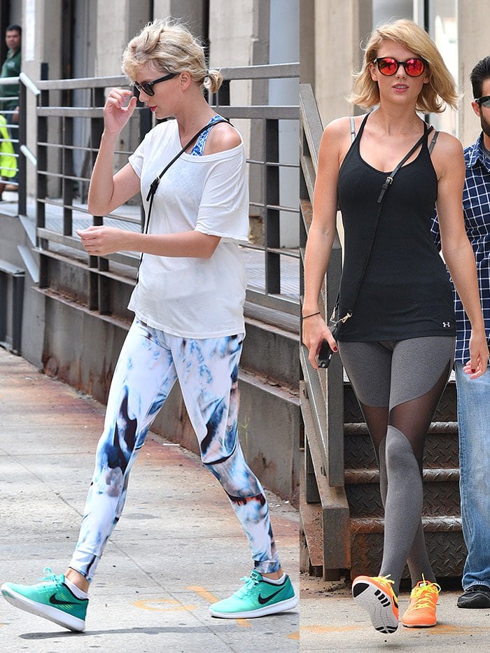 Taylor Swift på vei til sin trening i splitter Nye Nike joggesko