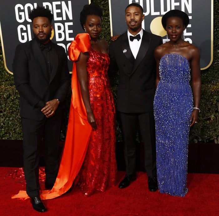 MSNBC - Wakanda Forever! Chadwick Boseman, Danai Gurira, Lupita Nyong'o  and Michael B. Jordan speak during the #GoldenGlobes.  nbcnews.com/goldenglobes