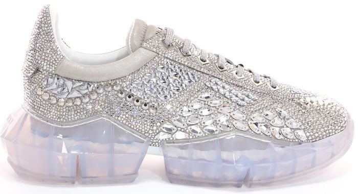 $5,500 Crystal Shimmer Sneakers With Chunky Platform by Jimmy Choo