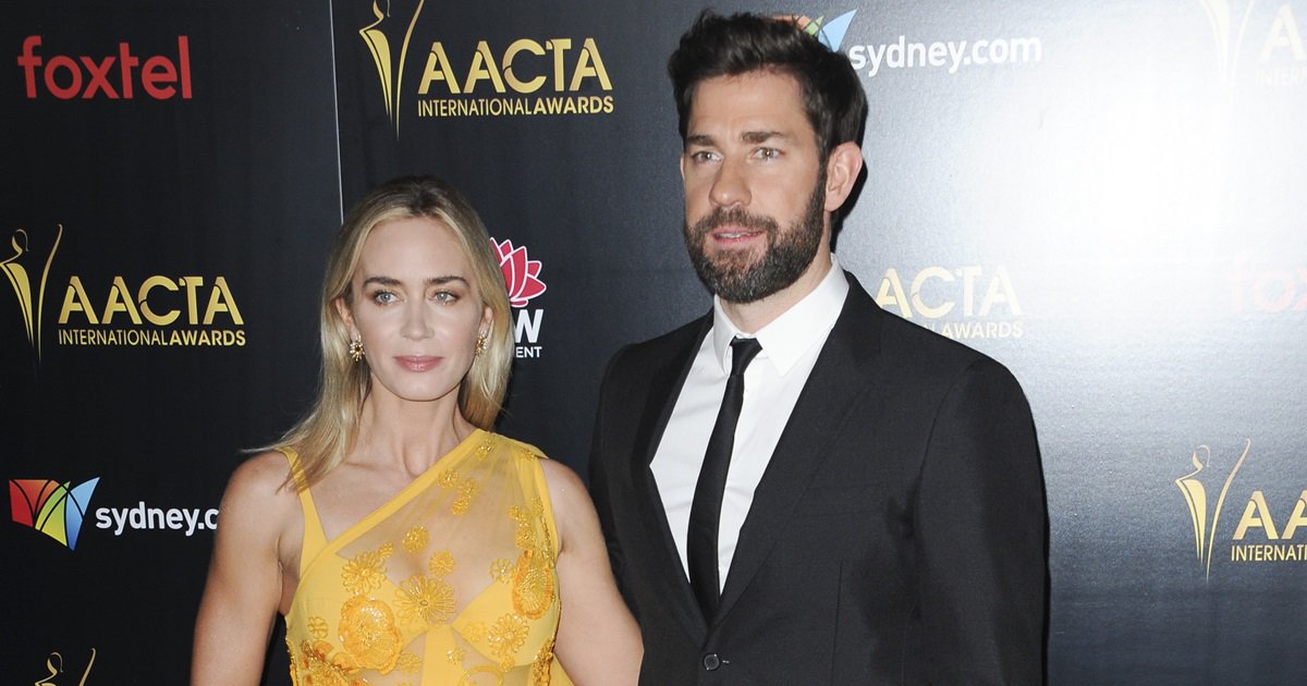 Emily Blunt With W Under Boob Covers in Tacky Marigold Dress