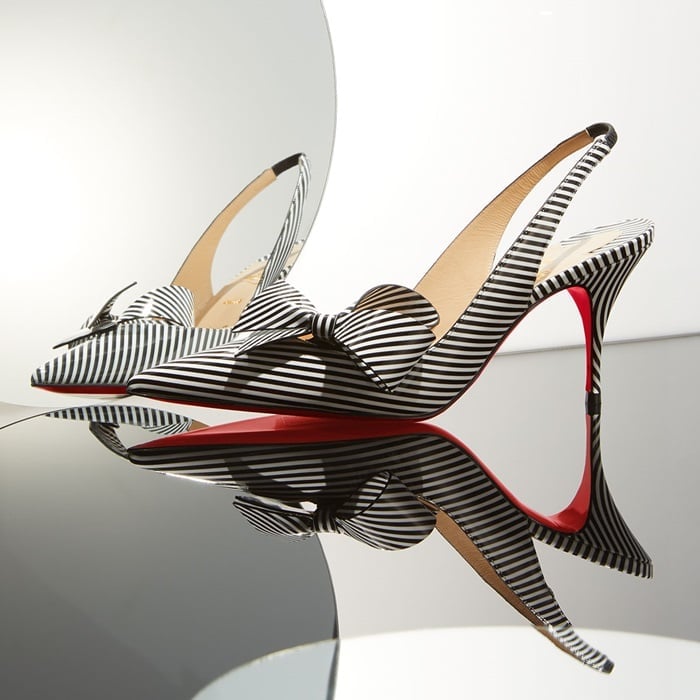 Clare Nodo Striped Side-Bow Red Sole Slingback Pumps