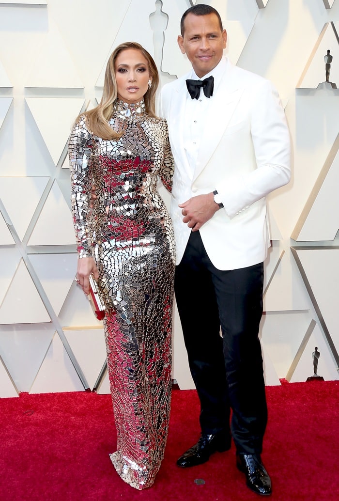 Predictable Jennifer Lopez in Mirror Mosaic Dress by Tom Ford