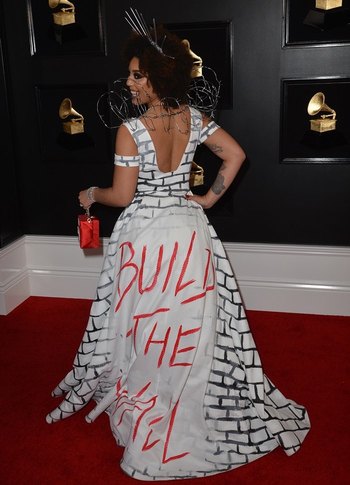 Joy Villa's Brick-Inspired Build The Wall Dress at 2019 Grammys