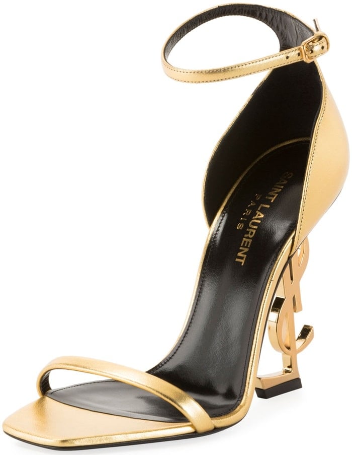 gold ysl heels