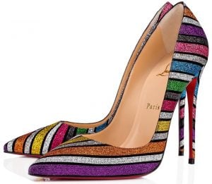 Rainbow Stripe So Kate Glitter Suede Red Sole Pumps by Louboutin