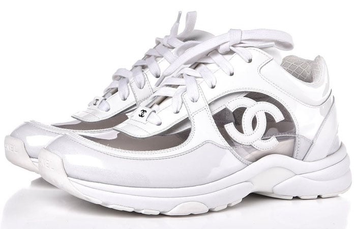 white clear chanel sneakers