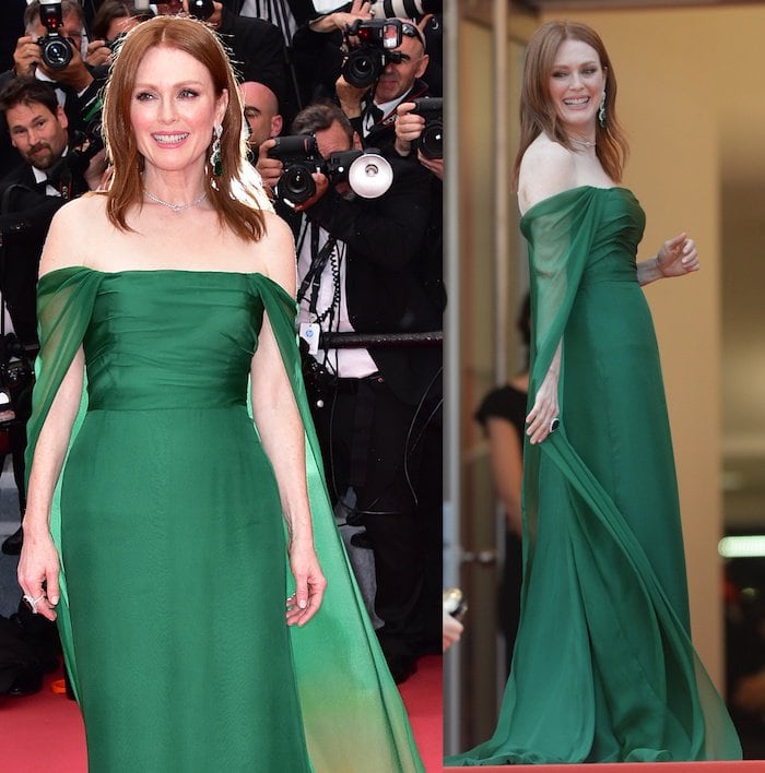 Julianne Moore donned an emerald green Dior Haute Couture gown