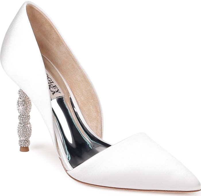 Emily Heels With Tiny Pavé Crystals and Stacked Geometric Forms