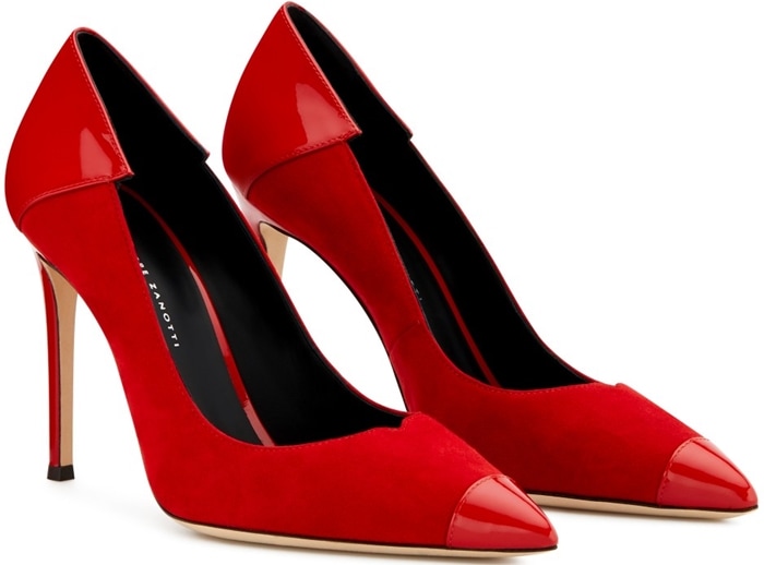 Fabulously Bold Adela Feline Pumps With Cocktail Red Insert