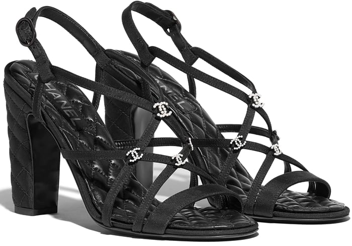 Black Chanel Black Grosgrain Sandals