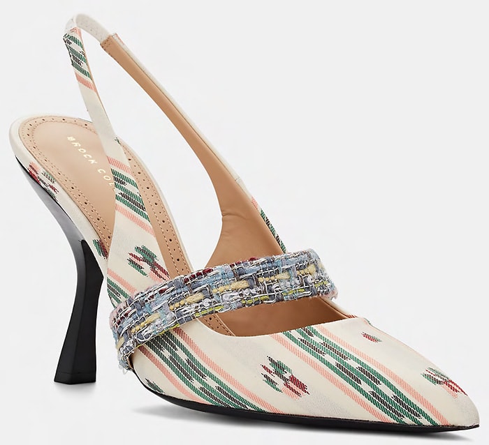 Brock Collection's slingback pumps are expertly crafted in Italy of cream and multicolored striped jacquard