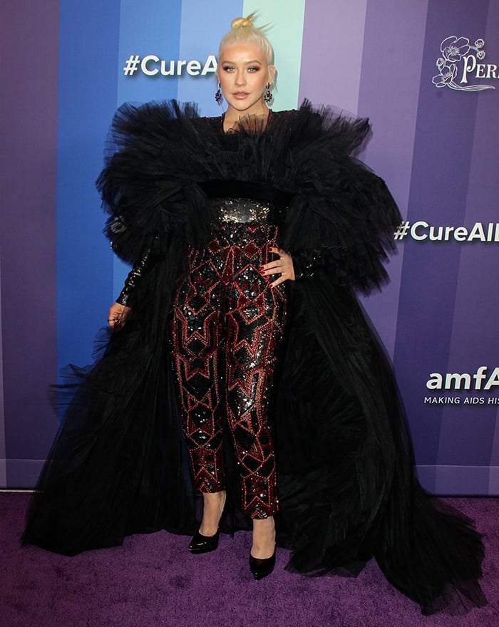 Christina Aguilera performs at the 10th Annual amfAR Los Angeles Gala held at Milk Studios in Los Angeles on October 10, 2019