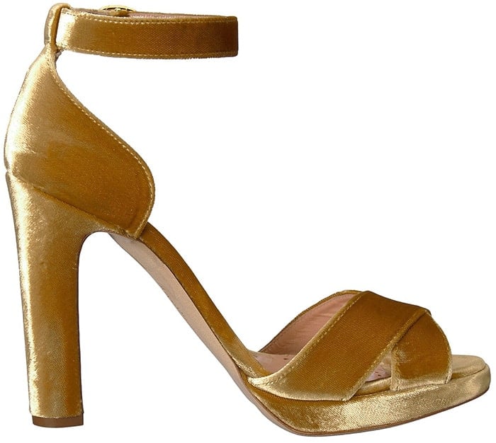 Brown leather and cotton Meadow sandals from Rupert Sanderson featuring crossover straps to the front, a branded insole, an ankle strap with a side buckle fastening and a chunky high heel
