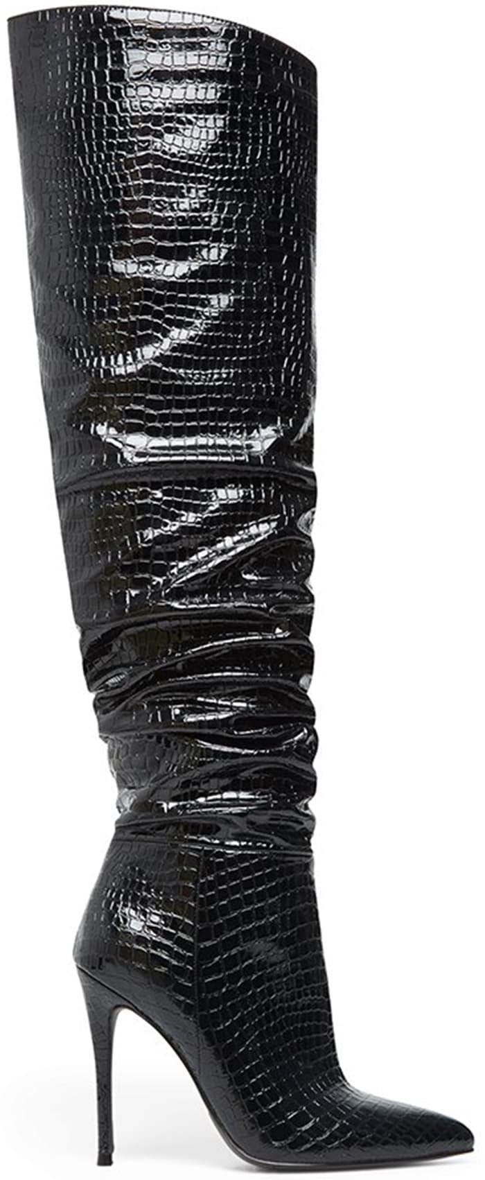 Reptile Embossed Over-the-Knee Winnie Harlow x Steve Madden Boots