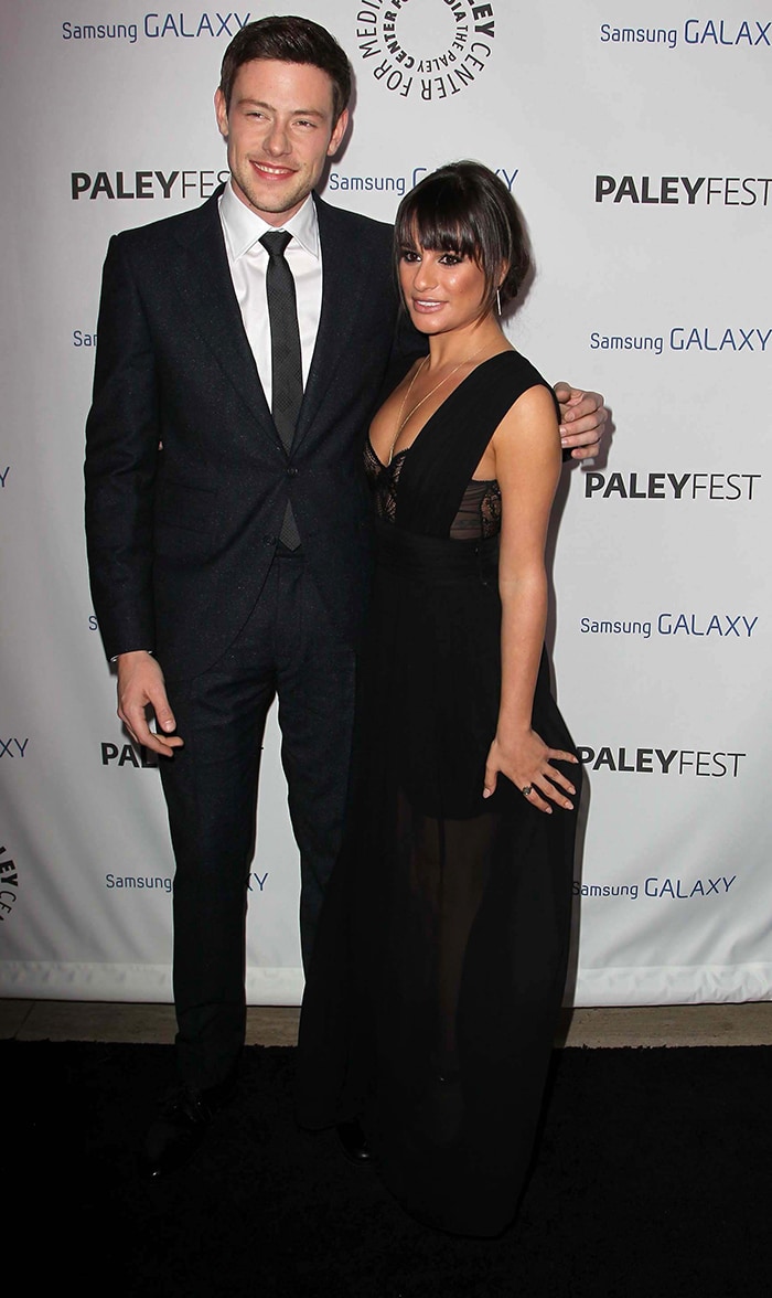 Cory Monteith and Lea Michele post together at The PaleyFest Icon Award on February 27, 2013 months before Cory's passing