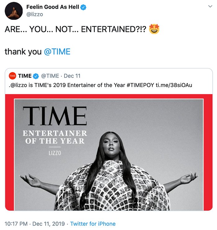 Time Names Lizzo Entertainer Of The Year Amid Twerking In Thong Controversy 4231