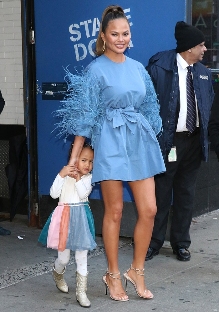 Chrissy Teigen and daughter Luna leaving Strahan, Sarak & Keke studio on February 19, 2020