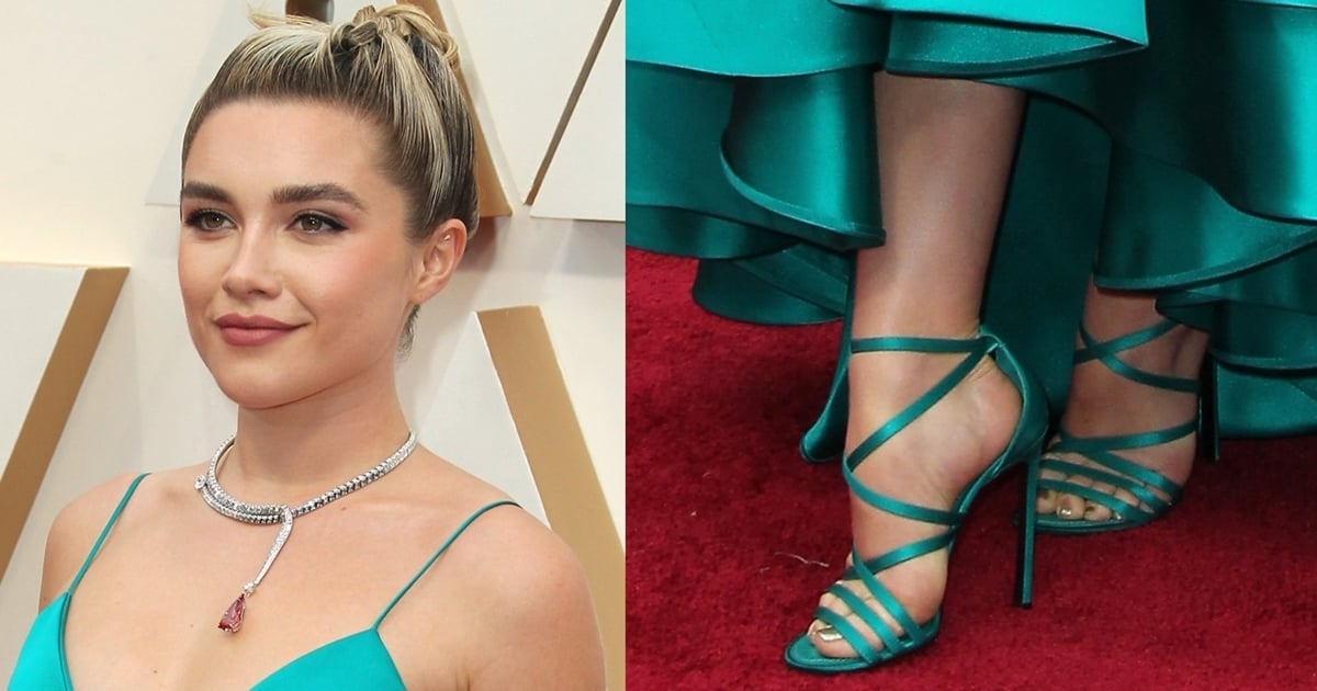 Florence Pugh Attends First Oscars In Seriously Strappy Sandals