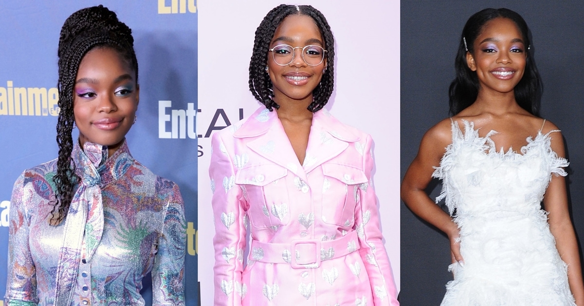 Marsai Martin Wins 3 Awards in White High-Low Hem Dress