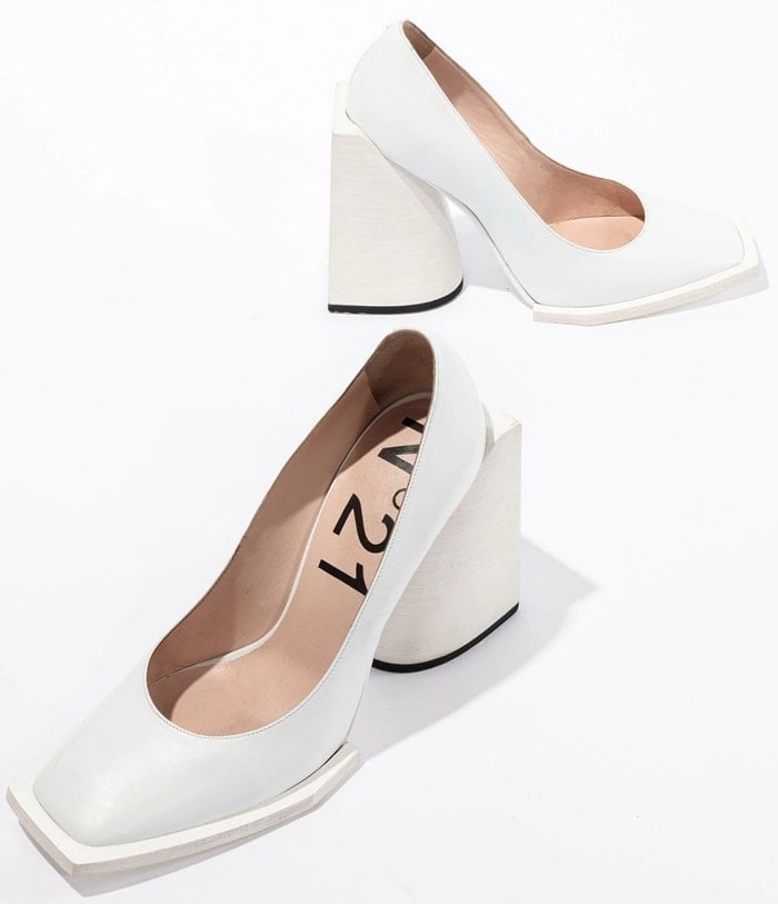 White N°21 Square Block Heels